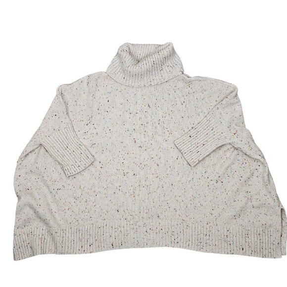 Loft Ivory Multicolor Speckle Oversize Cowl Neck Sweater Dolman Sleeve Small - Picture 9 of 10